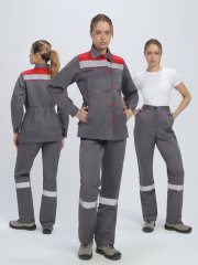 Костюм женский Веснис-1 СОП (тк.Смесовая,210) брюки, т.серый/красный купить в Ростове-на-Дону, опт. Факел-Дон