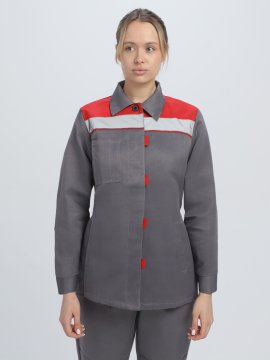 Костюм женский Веснис-1 СОП (тк.Смесовая,210) брюки, т.серый/красный купить в Ростове-на-Дону, опт. Факел-Дон