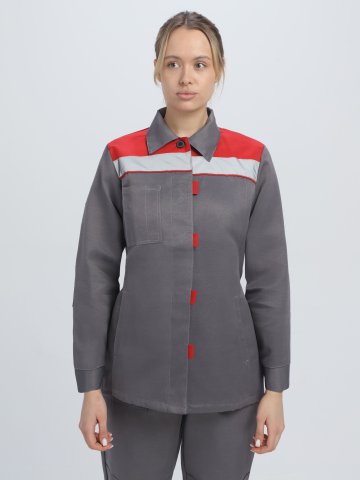 Костюм женский Веснис-1 СОП (тк.Смесовая,210) брюки, т.серый/красный купить в Ростове-на-Дону, опт. Факел-Дон