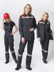 Костюм женский Веснис-2 СОП (тк.Смесовая,210) п/к, т.серый/красный купить в Ростове-на-Дону, опт. Факел-Дон