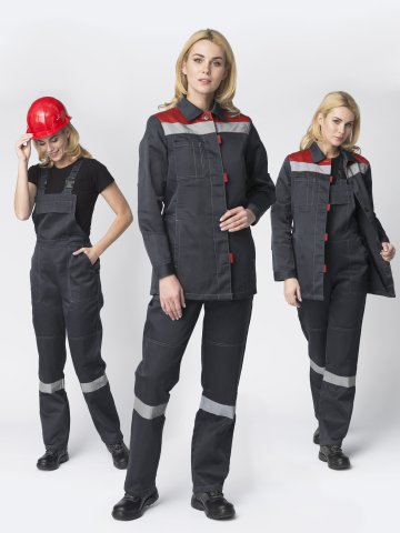 Костюм женский Веснис-2 СОП (тк.Смесовая,210) п/к, т.серый/красный купить в Ростове-на-Дону, опт. Факел-Дон