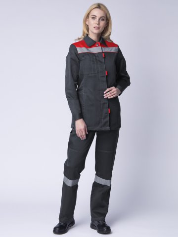 Костюм женский Веснис-2 СОП (тк.Смесовая,210) п/к, т.серый/красный купить в Ростове-на-Дону, опт. Факел-Дон