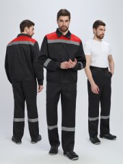 Костюм Лигор-1 СОП (тк.Смесовая,210) брюки, черный/красный купить в Ростове-на-Дону, опт. Факел-Дон