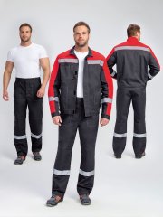 Костюм Бриготек-1 СОП (тк.Смесовая,260) брюки, т.серый/красный купить в Ростове-на-Дону, опт. Факел-Дон