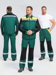 Костюм ProfLineBase-1 (тк.Твил,210) брюки, зеленый/черный/желтый купить в Ростове-на-Дону, опт. Факел-Дон